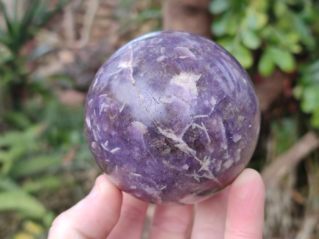 Polished Lepidolite with Pink Rubellite Spheres x 4 From Ambatondrazaka, Madagascar - Toprock Gemstones and Minerals 