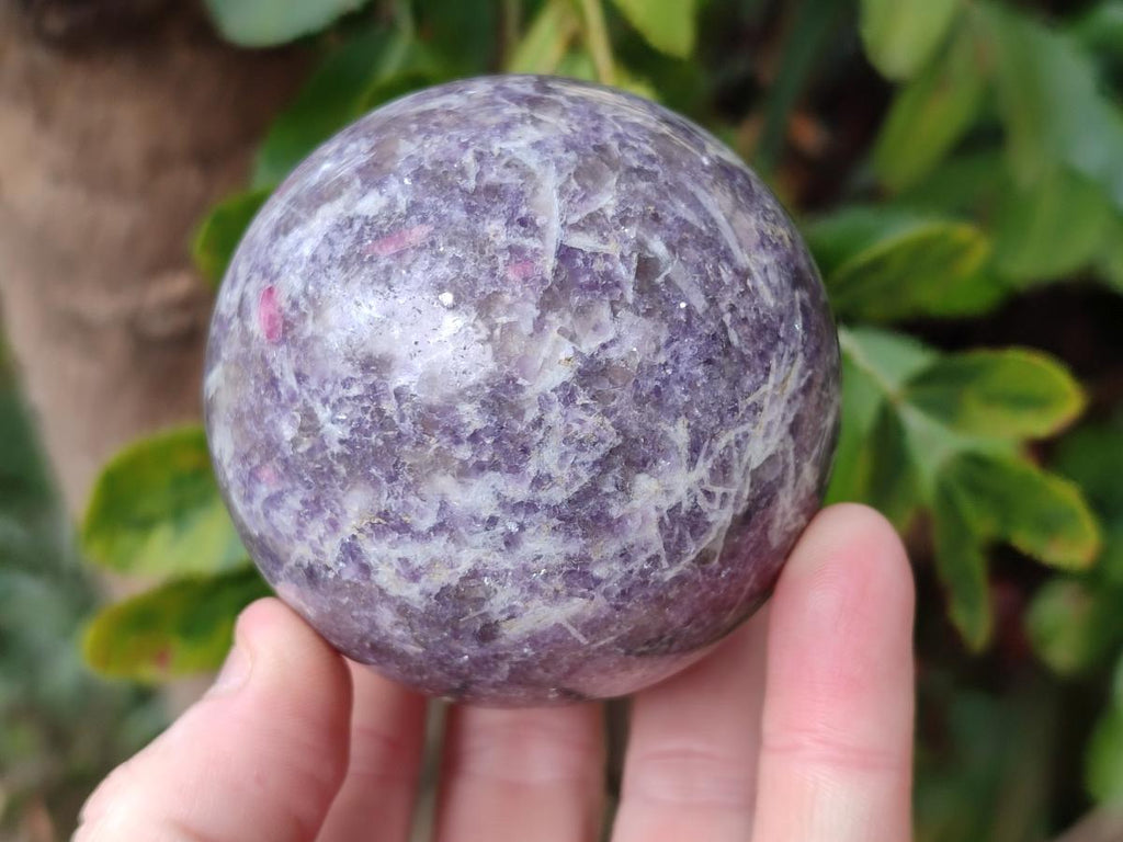 Polished Lepidolite with Pink Rubellite Spheres x 4 From Ambatondrazaka, Madagascar - Toprock Gemstones and Minerals 