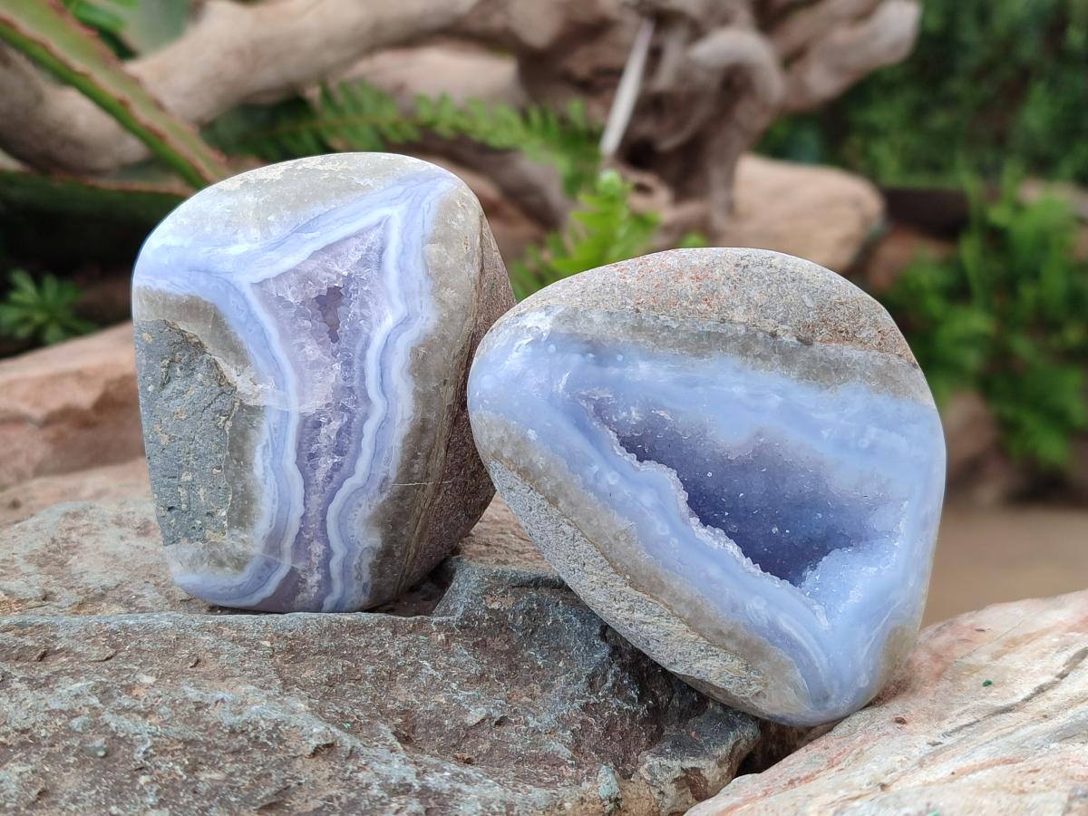 Polished Blue Lace Agate Free Forms x 6 From Nsanje, Malawi
