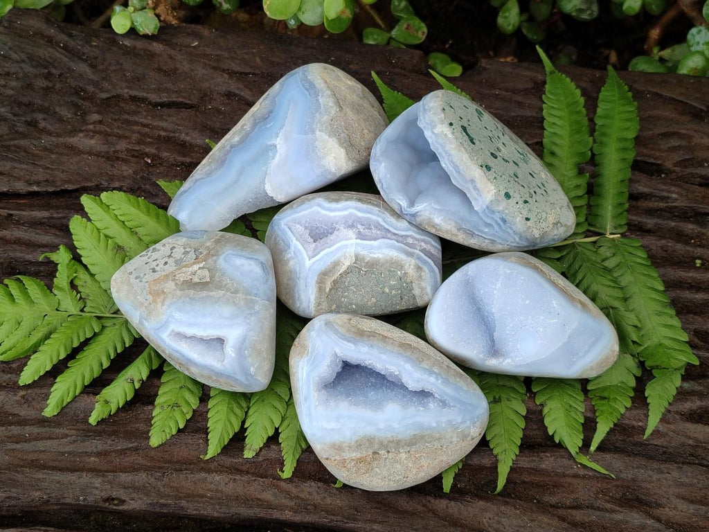 Polished Blue Lace Agate Free Forms x 6 From Nsanje, Malawi
