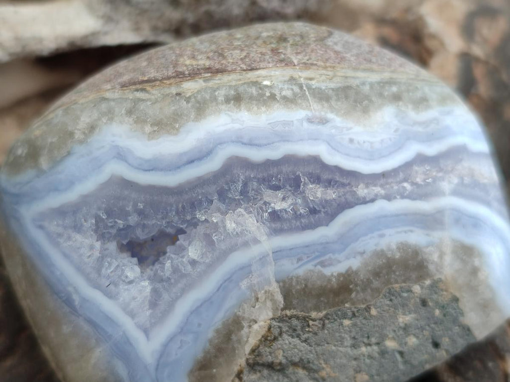 Polished Blue Lace Agate Free Forms x 6 From Nsanje, Malawi
