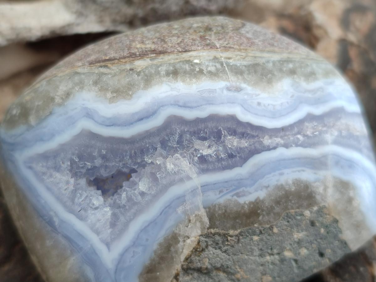 Polished Blue Lace Agate Free Forms x 6 From Nsanje, Malawi