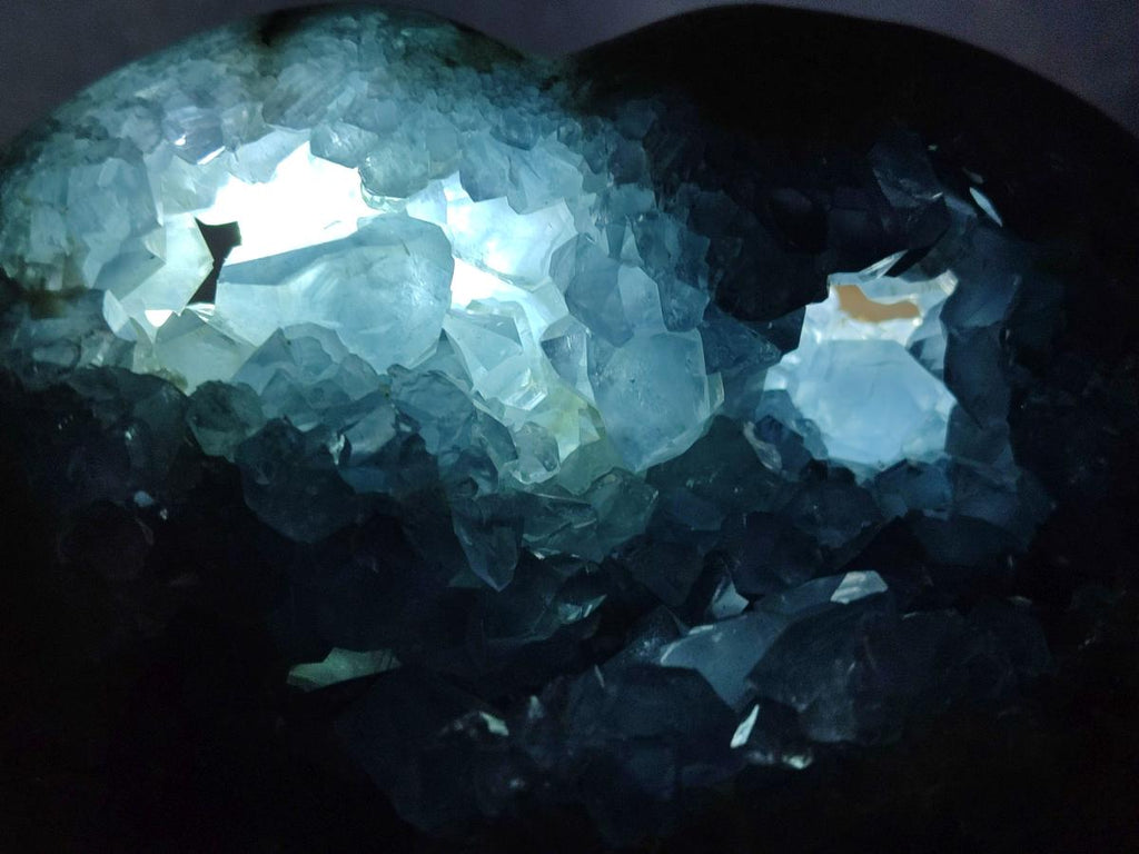Polished and Natural Large Blue Celestite Heart x 1 From Sakoany, Madagascar