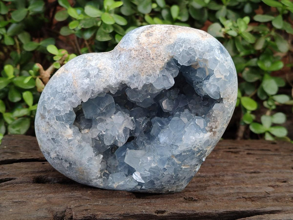 Polished and Natural Large Blue Celestite Heart x 1 From Sakoany, Madagascar