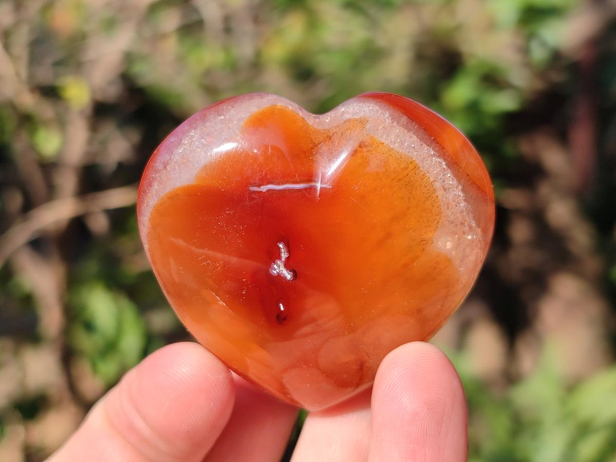 Polished Carnelian Agate Gemstone Hearts x 15 From Madagascar
