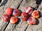 Polished Carnelian Agate Gemstone Hearts x 15 From Madagascar