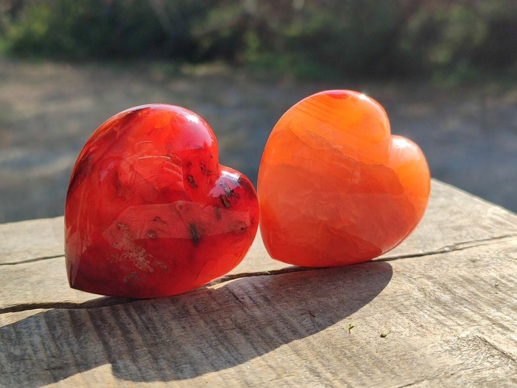 Polished Carnelian Agate Gemstone Hearts x 15 From Madagascar