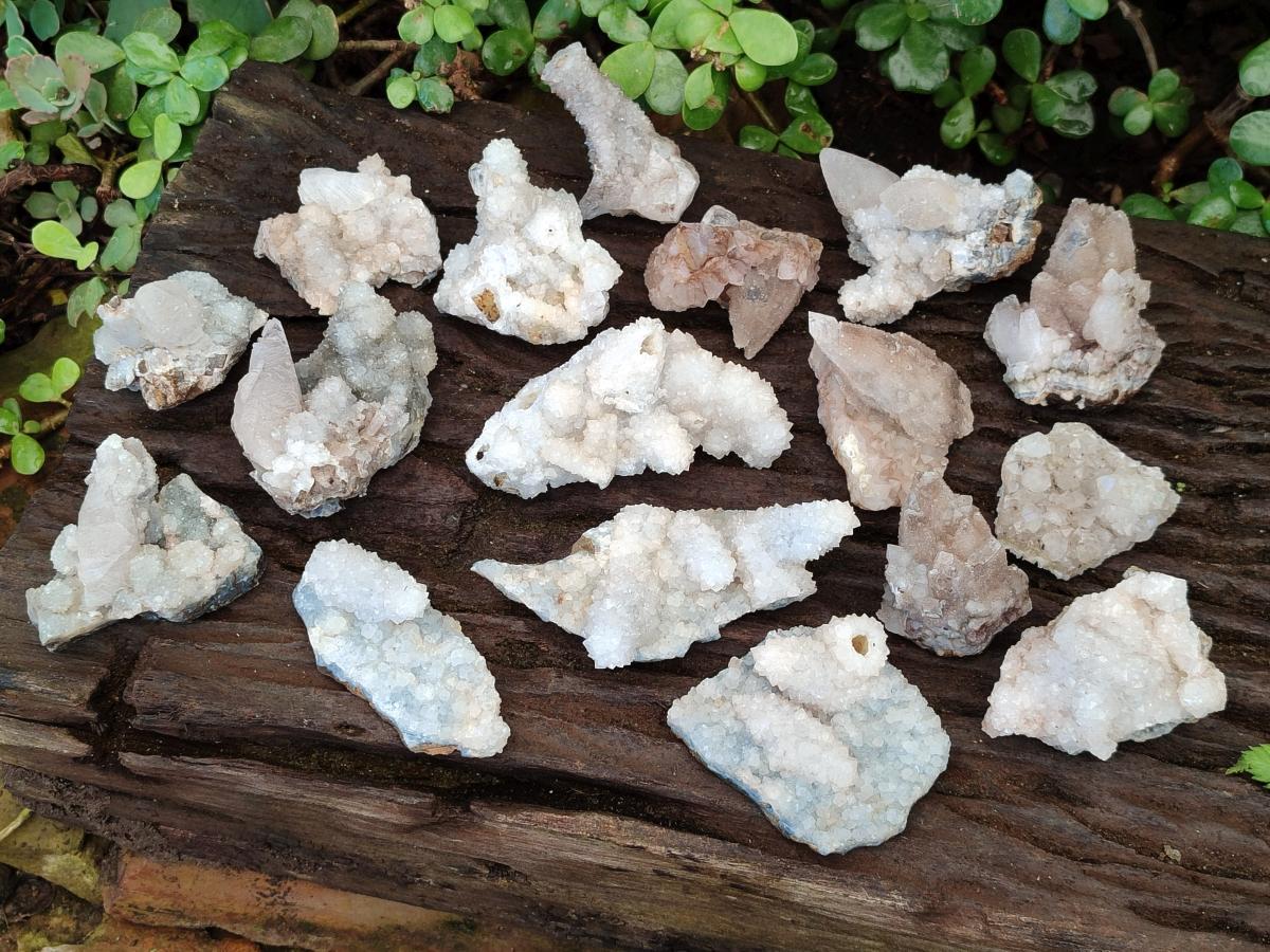 Natural Drusy Snow Finger Quartz Calcite Pseudomorph Crystals x 24 From Albert's Mountain, Lesotho - Toprock Gemstones and Minerals 
