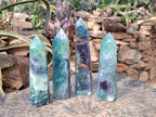 Polished Watermelon Fluorite Display Crystals x 4 From Uis, Namibia - Toprock Gemstones and Minerals 