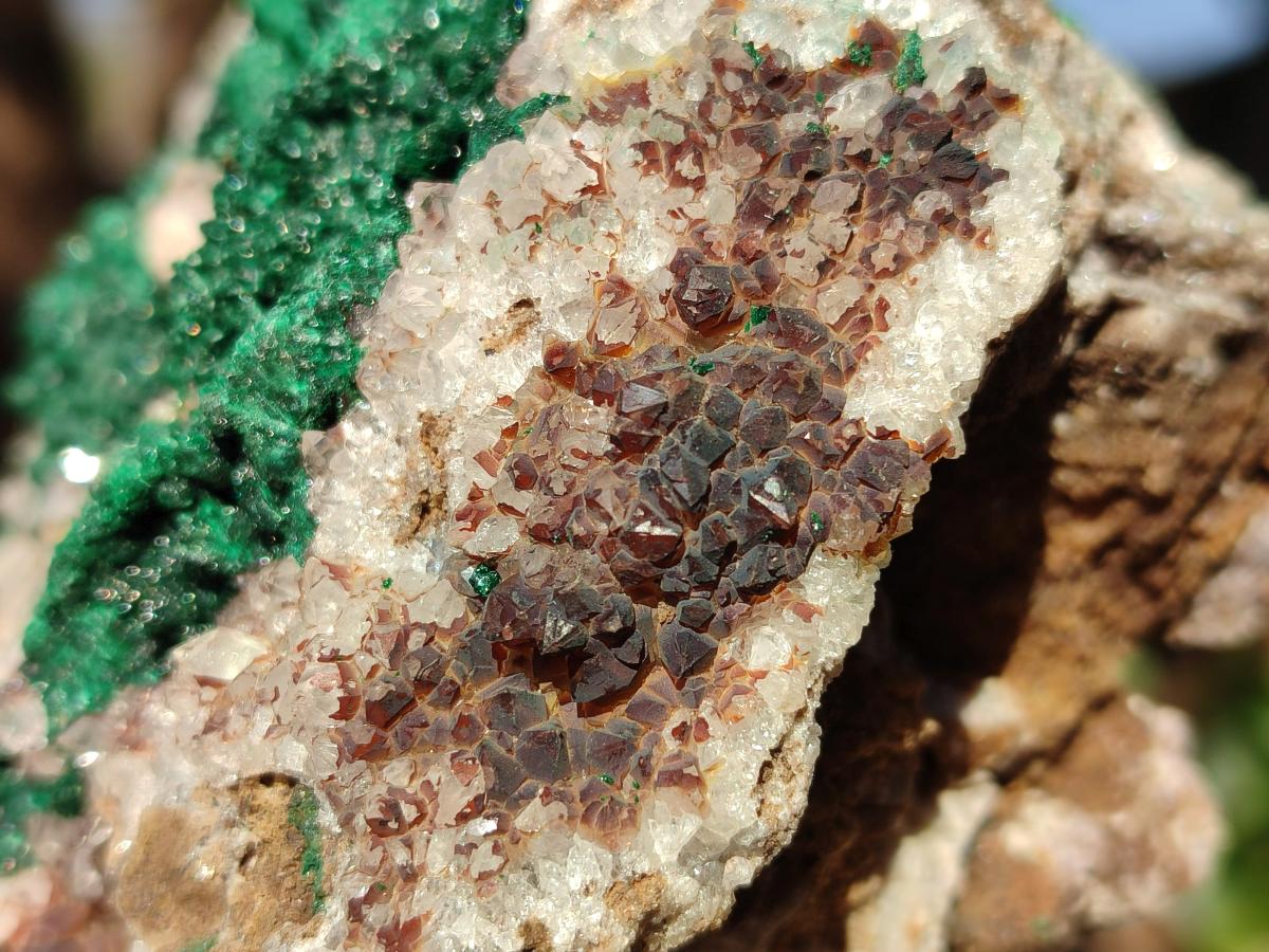 Natural Cabinet Size Ball Malachite Specimens Coated with Drusy Quartz on Dolomite x 2 From Mindingi Mine, Congo - Toprock Gemstones and Minerals 