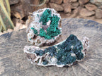 Natural Cabinet Size Ball Malachite Specimens Coated with Drusy Quartz on Dolomite x 2 From Mindingi Mine, Congo - Toprock Gemstones and Minerals 