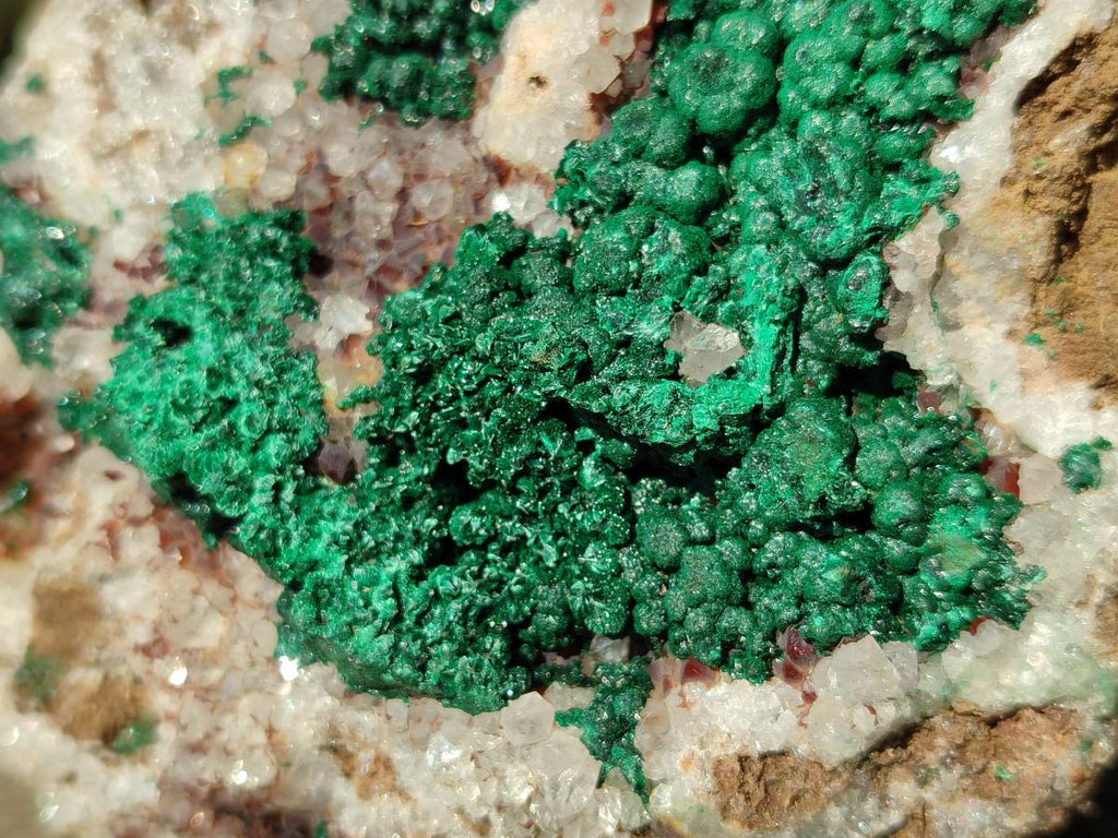 Natural Cabinet Size Ball Malachite Specimens Coated with Drusy Quartz on Dolomite x 2 From Mindingi Mine, Congo - Toprock Gemstones and Minerals 