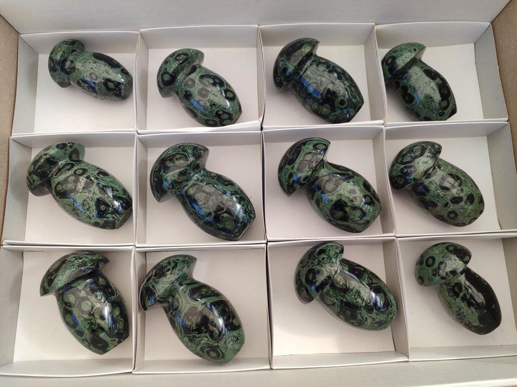 Polished Stromatolite "Kambaba Jasper" Mushrooms x 12 From Katsepy, Madagascar - Toprock Gemstones and Minerals 