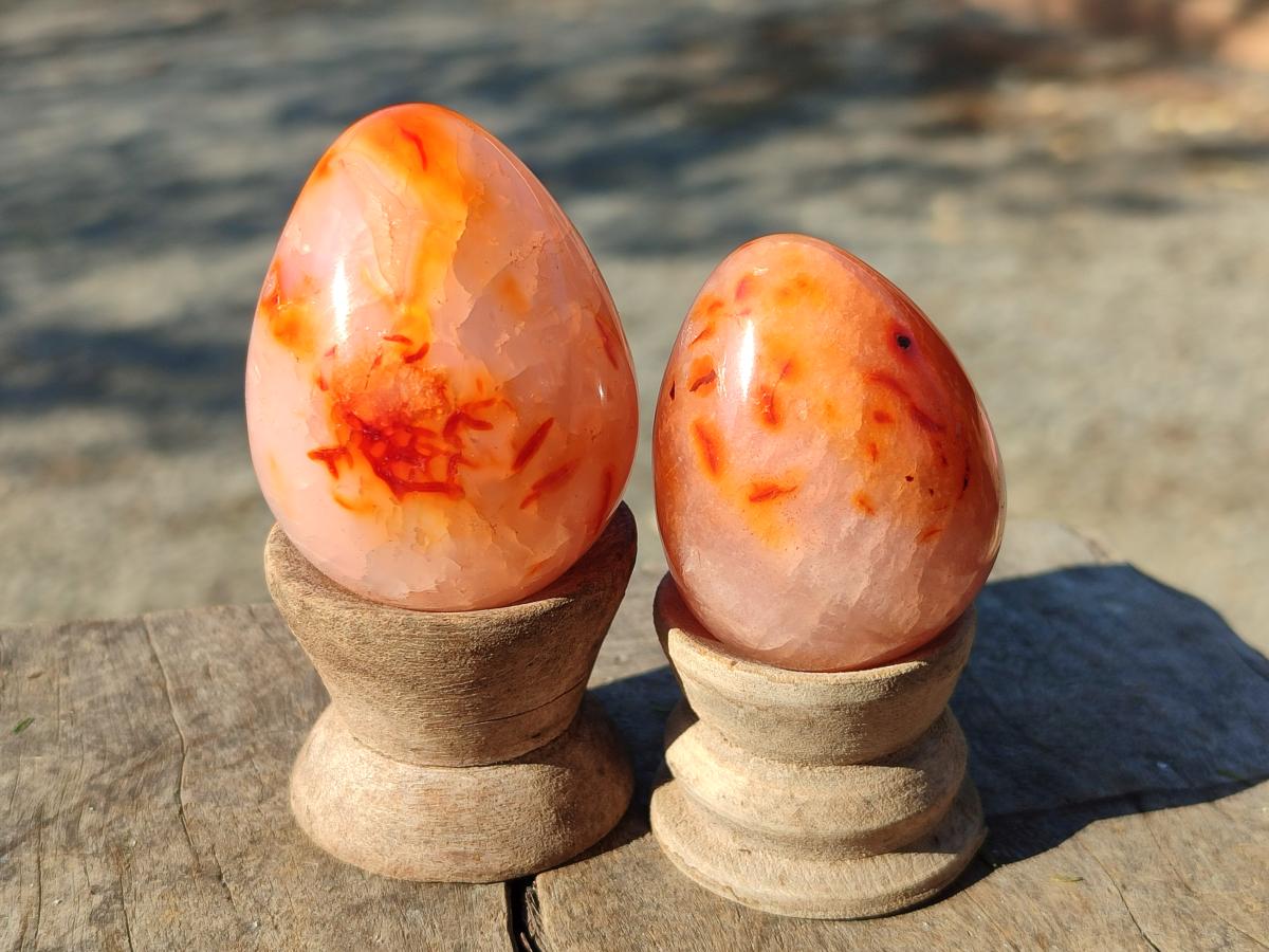 Polished Carnelian Agate Gemstone Eggs x 12 From Madagascar - Toprock Gemstones and Minerals 