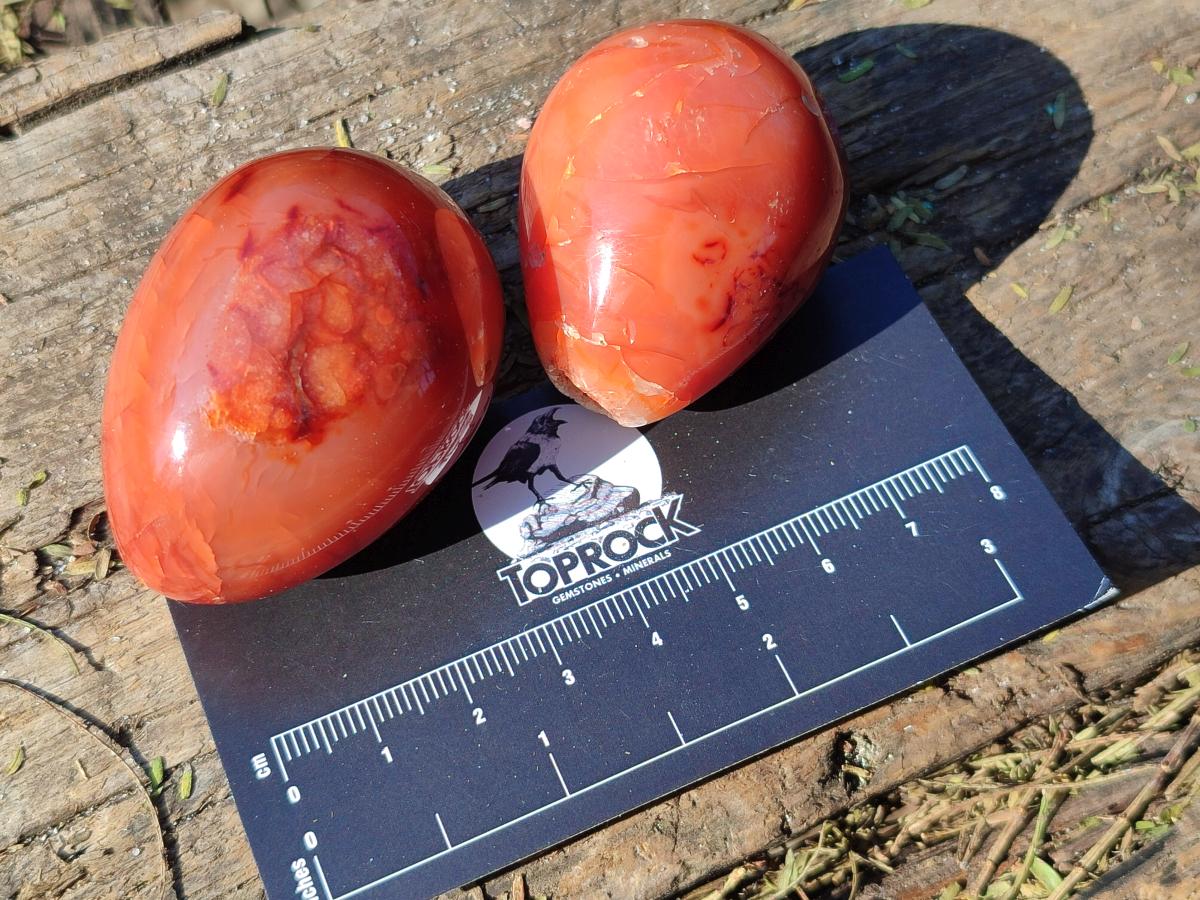 Polished Carnelian Agate Gemstone Eggs x 12 From Madagascar - Toprock Gemstones and Minerals 
