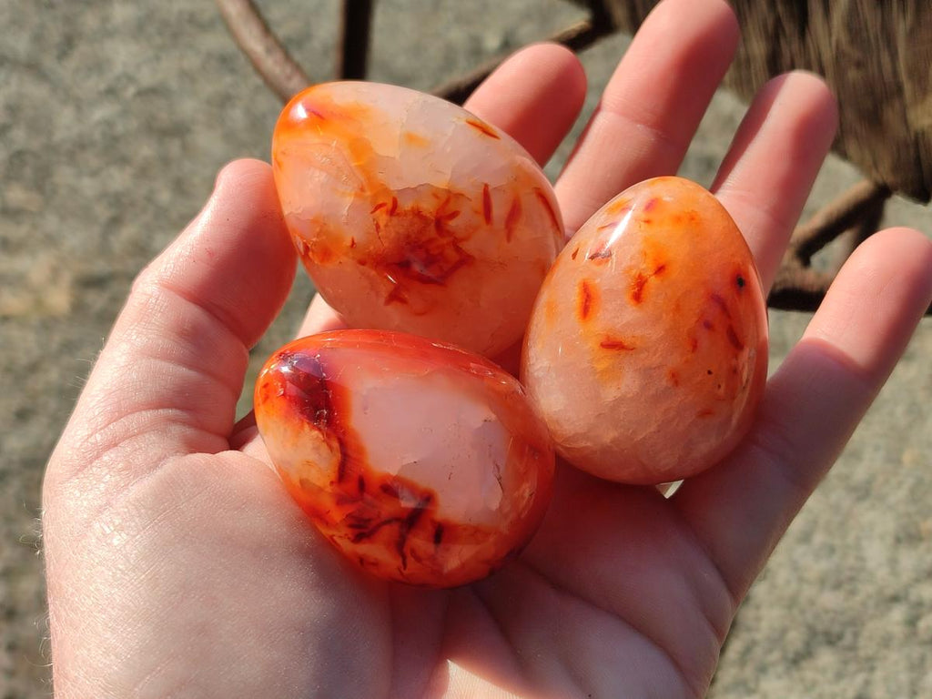 Polished Carnelian Agate Gemstone Eggs x 12 From Madagascar - Toprock Gemstones and Minerals 