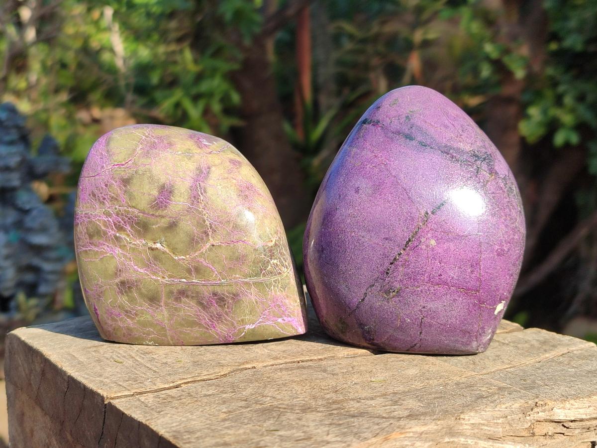 Polished Stichtite Standing Display Pieces x 2 From Barberton, South Africa - Toprock Gemstones and Minerals 