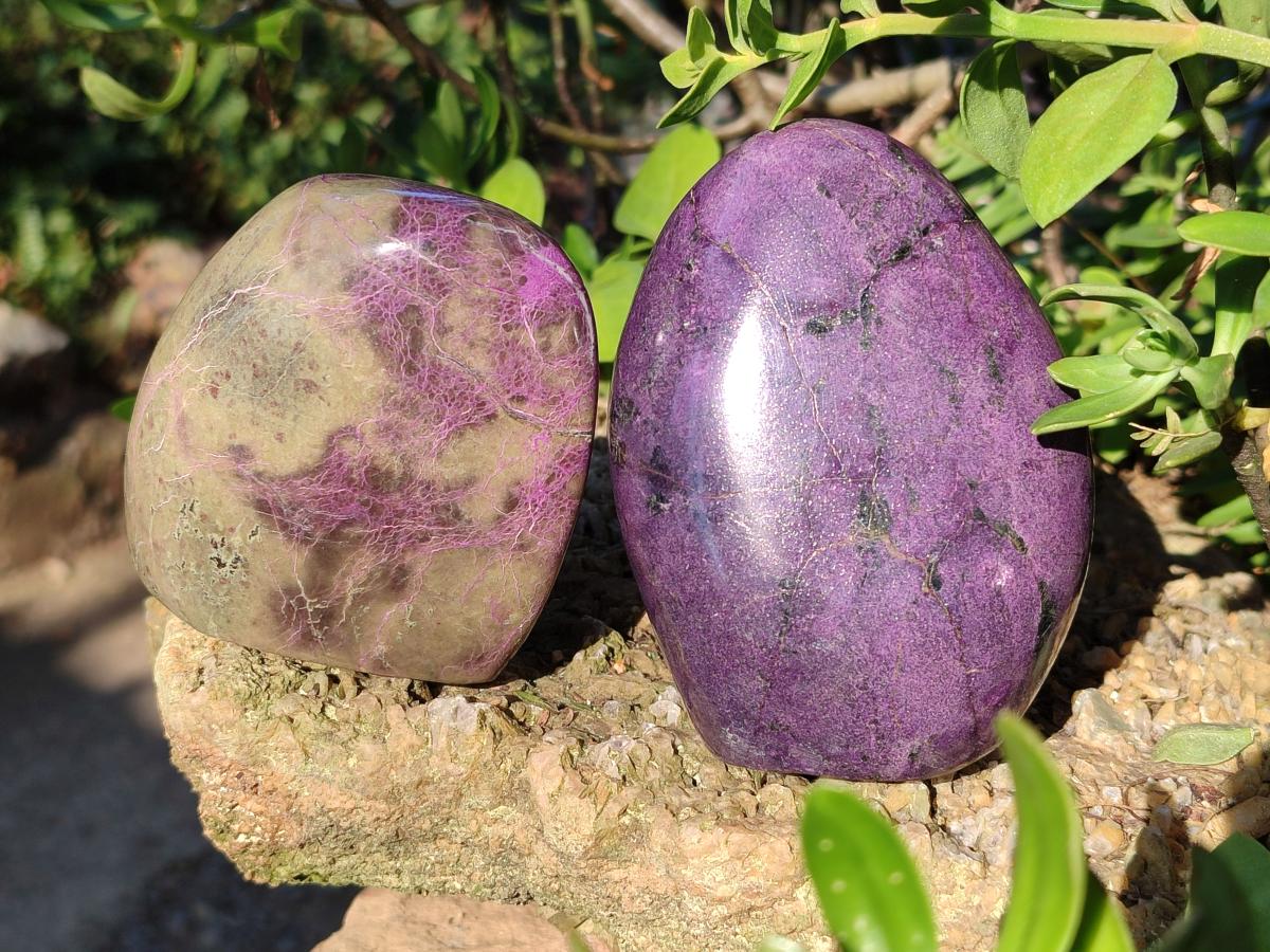 Polished Stichtite Standing Display Pieces x 2 From Barberton, South Africa - Toprock Gemstones and Minerals 