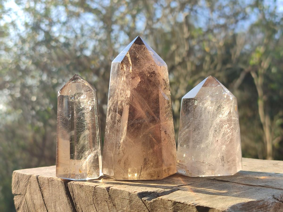 Polished Smokey Quartz Crystals x 6 From Madagascar - Toprock Gemstones and Minerals 