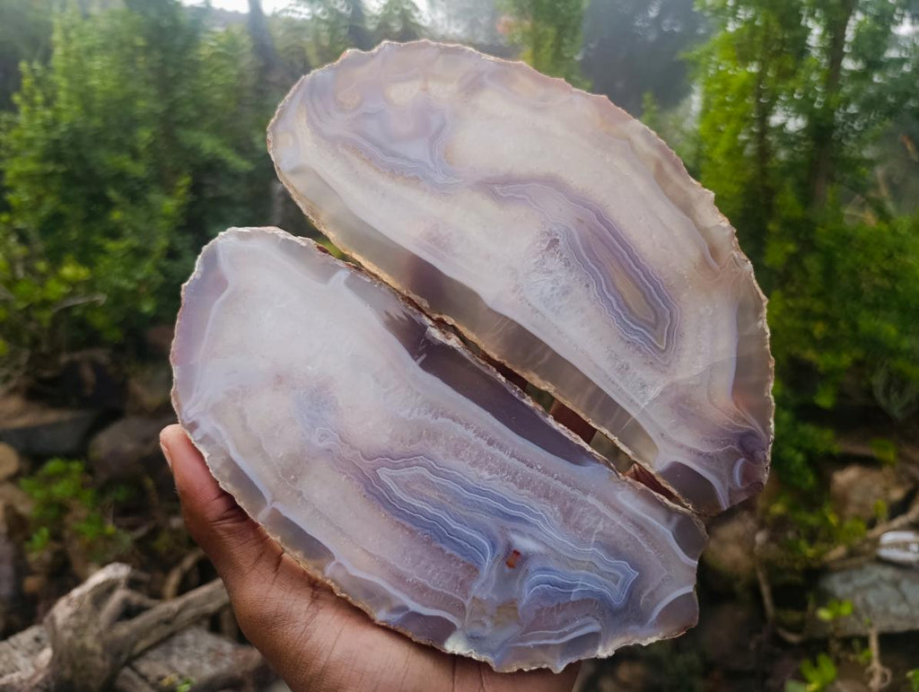 Polished Banded Agate Slices with Natural Edging x 4 From Madagascar - Toprock Gemstones and Minerals 