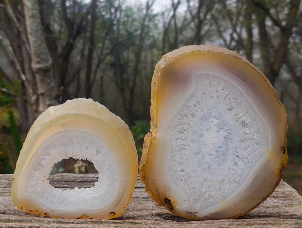 Polished Banded Agate Slices with Natural Edging x 4 From Madagascar - Toprock Gemstones and Minerals 