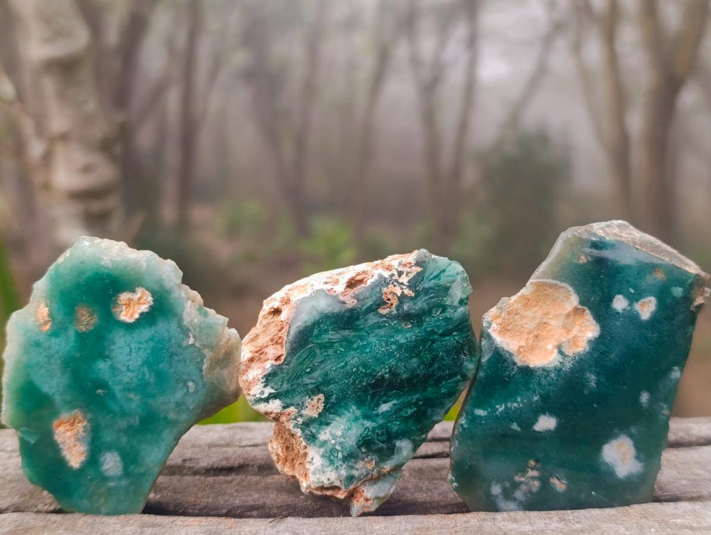 Polished on One Side Mtorolite Chrysoprase Slices x 35 From Mutorashanga, Zimbabwe - Toprock Gemstones and Minerals 