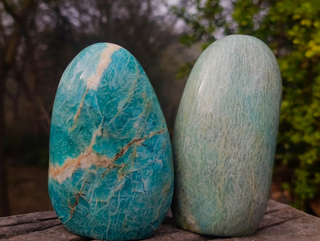 Polished Amazonite Standing Display Pieces x 3 From Madagascar - Toprock Gemstones and Minerals 