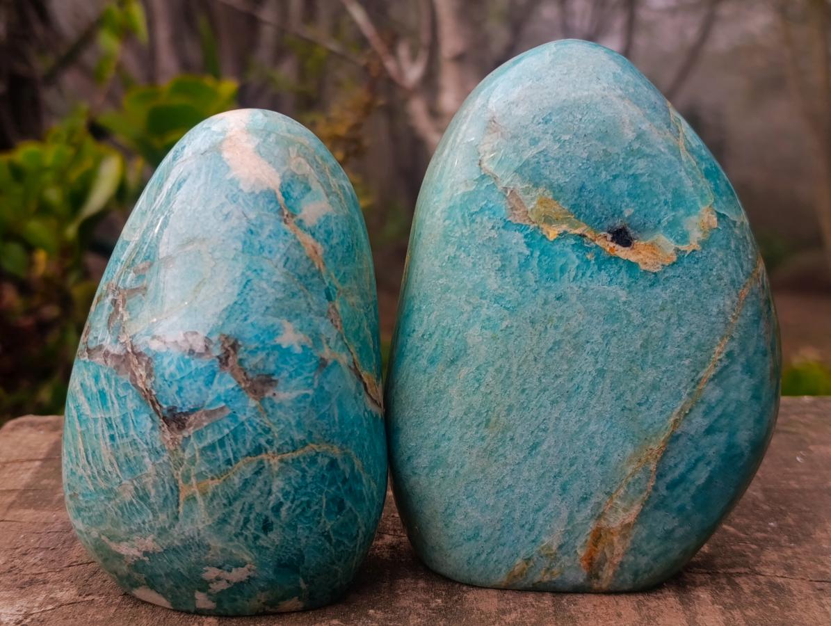 Polished Amazonite Standing Display Pieces x 3 From Madagascar - Toprock Gemstones and Minerals 