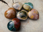 Polished Ocean Jasper Hearts x 6 From Northwest Coast, Madagascar - Toprock Gemstones and Minerals 