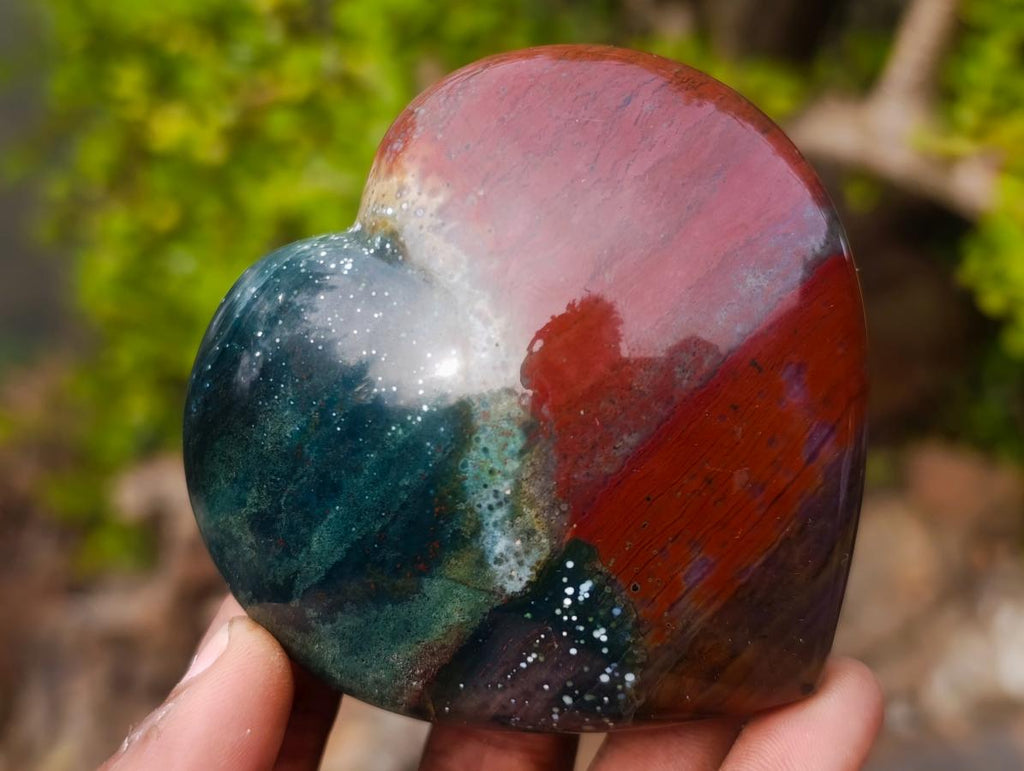 Polished Ocean Jasper Hearts x 6 From Northwest Coast, Madagascar - Toprock Gemstones and Minerals 