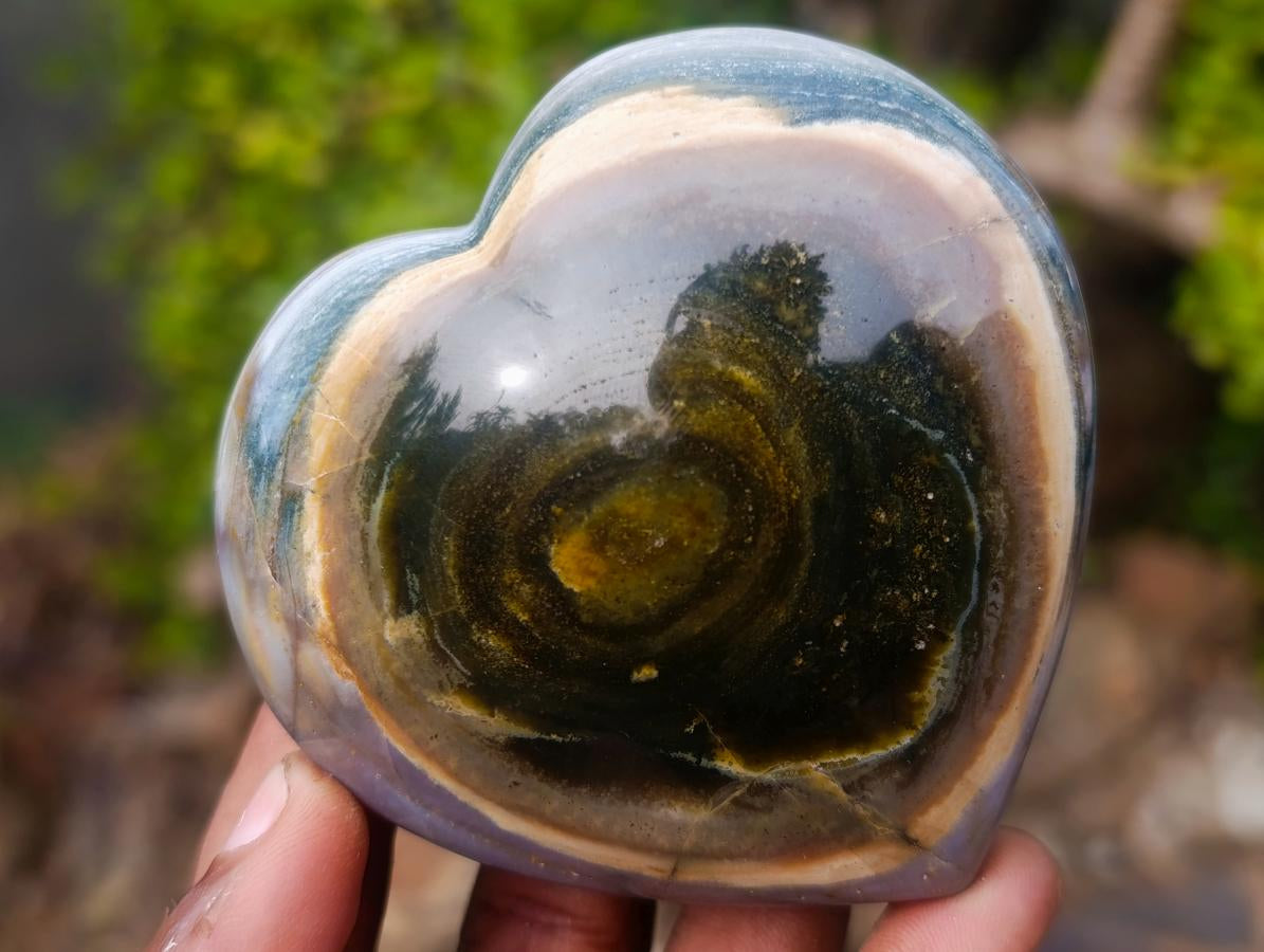 Polished Ocean Jasper Hearts x 6 From Northwest Coast, Madagascar - Toprock Gemstones and Minerals 