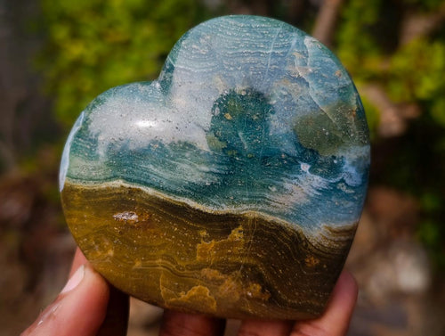 Polished Ocean Jasper Hearts x 6 From Northwest Coast, Madagascar - Toprock Gemstones and Minerals 