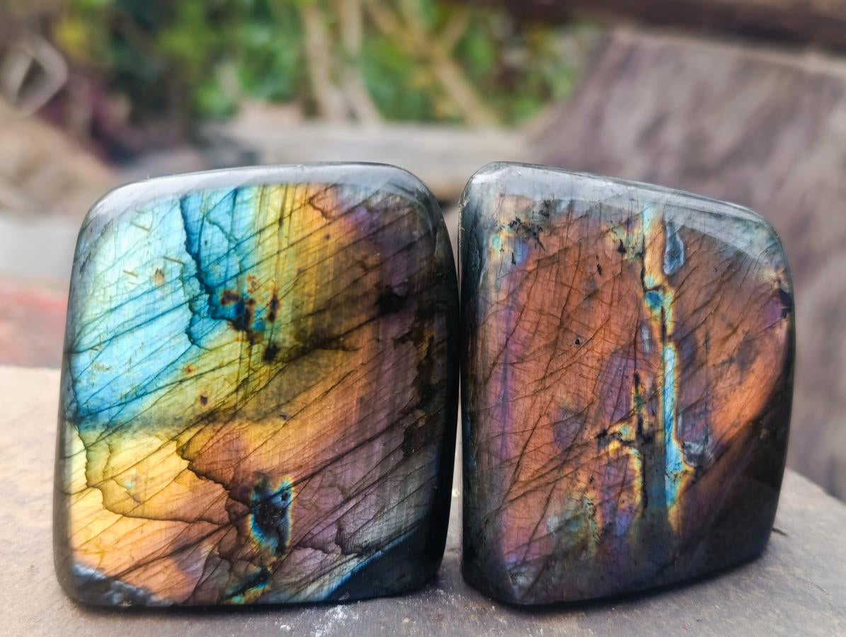 Polished Labradorite Standing Display Pieces x 6 From Madagascar - Toprock Gemstones and Minerals 