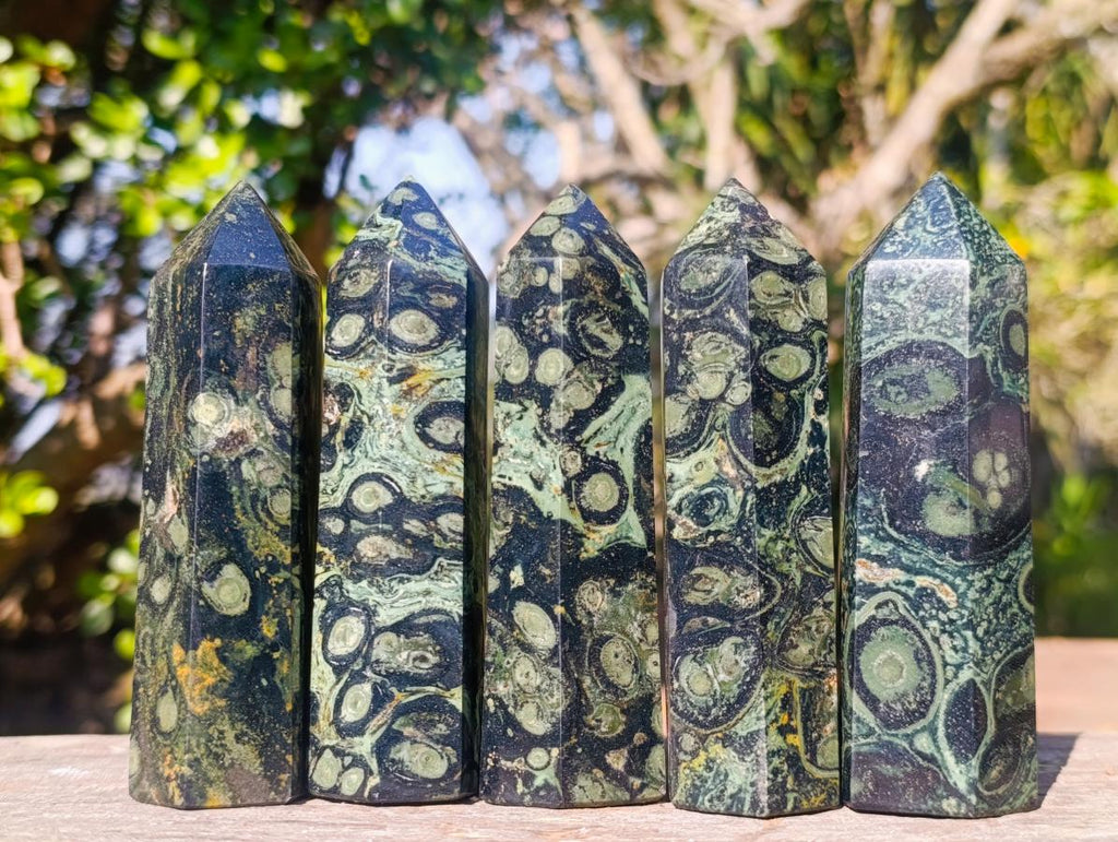 Polished Stromatolite "Kambaba Jasper" Display Crystals x 12 From Katsepy, Madagascar - Toprock Gemstones and Minerals 