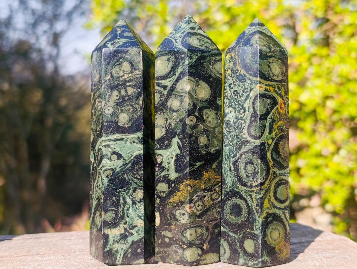 Polished Stromatolite "Kambaba Jasper" Display Crystals x 12 From Katsepy, Madagascar - Toprock Gemstones and Minerals 