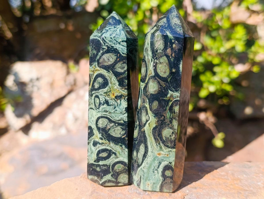 Polished Stromatolite "Kambaba Jasper" Display Crystals x 12 From Katsepy, Madagascar - Toprock Gemstones and Minerals 