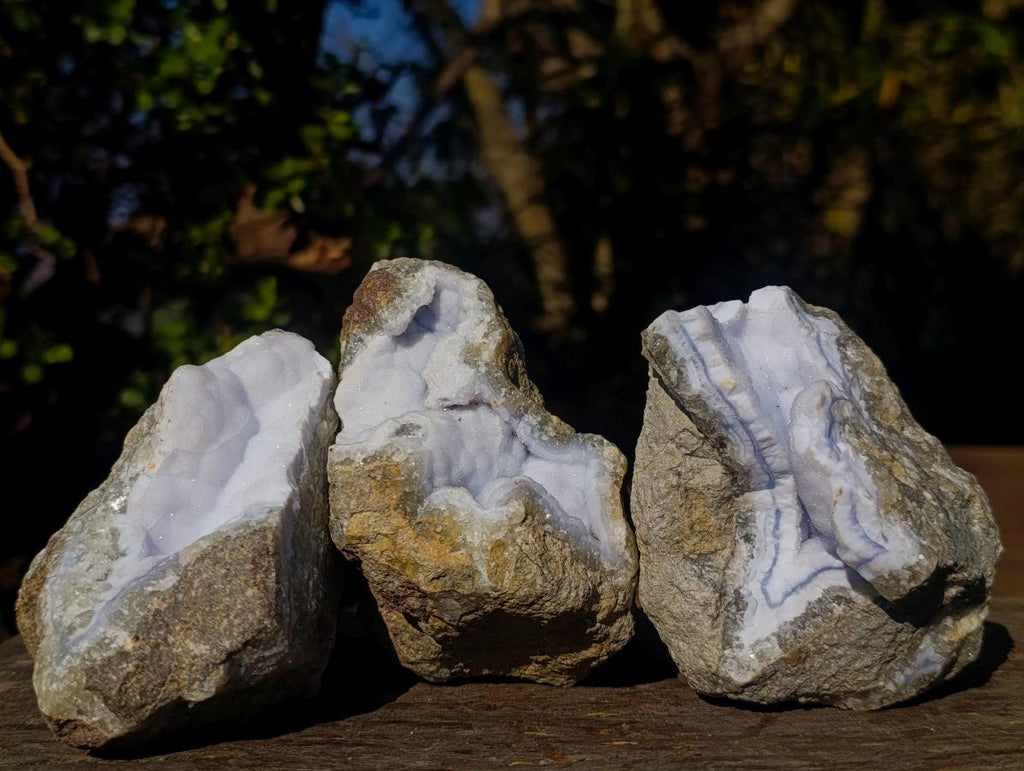 Natural Blue Lace Agate Geode Specimens x 12 From Nsanje, Malawi - Toprock Gemstones and Minerals 