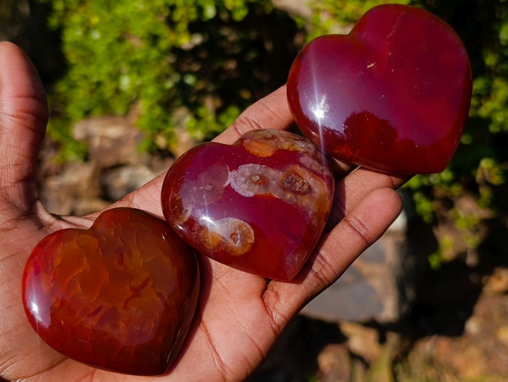 Polished Carnelian Agate Gemstone Hearts x 15 From Madagascar - Toprock Gemstones and Minerals 