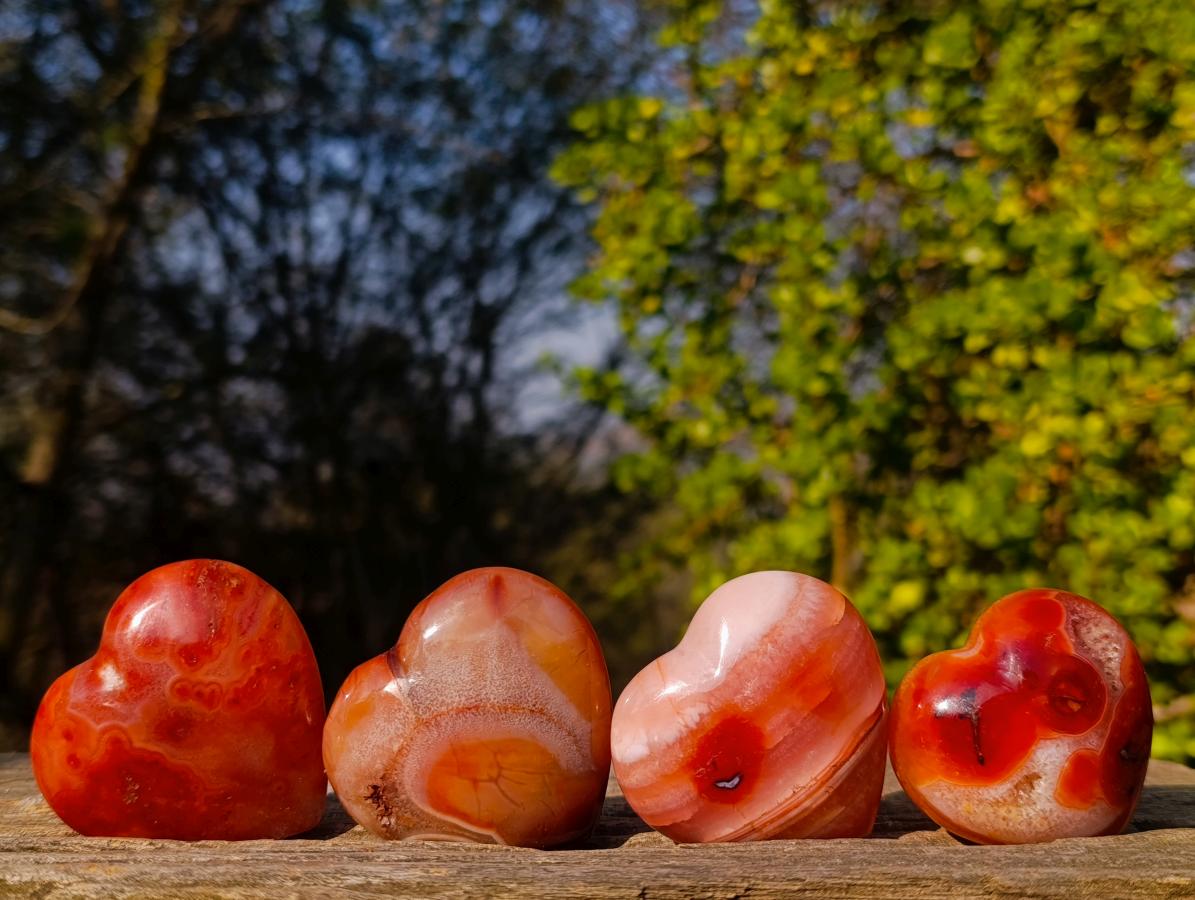 Polished Carnelian Agate Gemstone Hearts x 15 From Madagascar - Toprock Gemstones and Minerals 