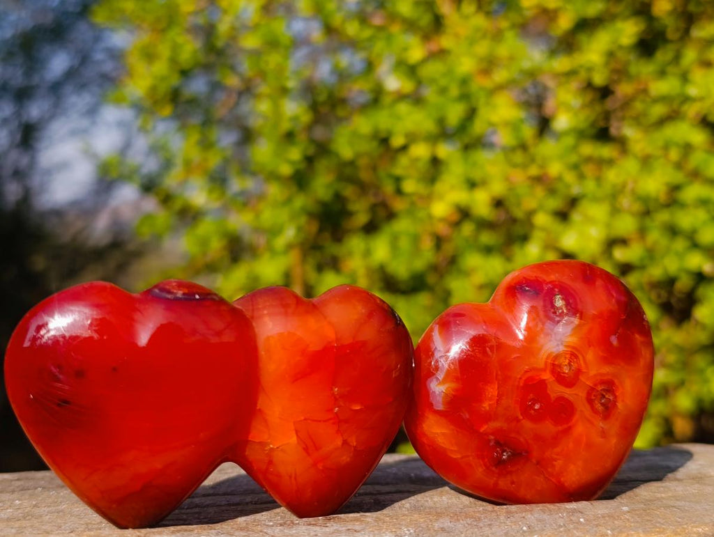 Polished Carnelian Agate Gemstone Hearts x 15 From Madagascar - Toprock Gemstones and Minerals 