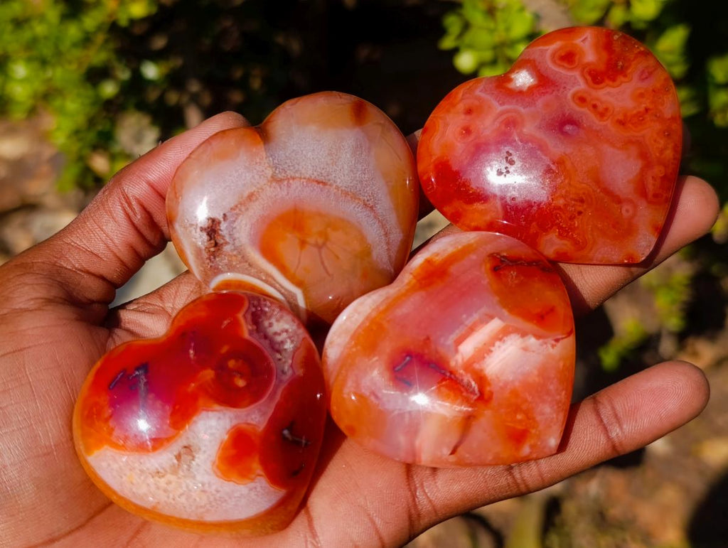 Polished Carnelian Agate Gemstone Hearts x 15 From Madagascar - Toprock Gemstones and Minerals 