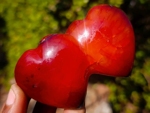 Polished Carnelian Agate Gemstone Hearts x 15 From Madagascar - Toprock Gemstones and Minerals 
