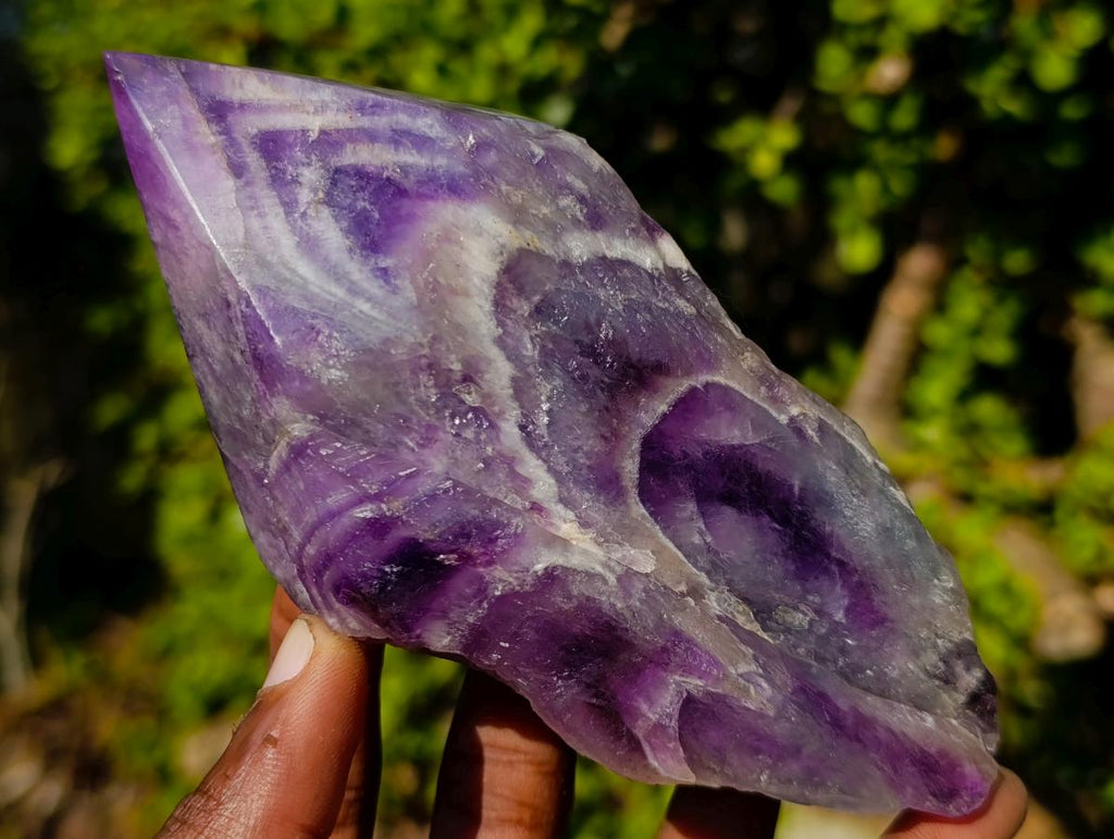 Polished Chevron Amethyst Witches Hat Crystals x 4 From Zambia - Toprock Gemstones and Minerals 