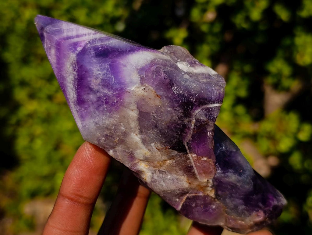 Polished Chevron Amethyst Witches Hat Crystals x 4 From Zambia - Toprock Gemstones and Minerals 