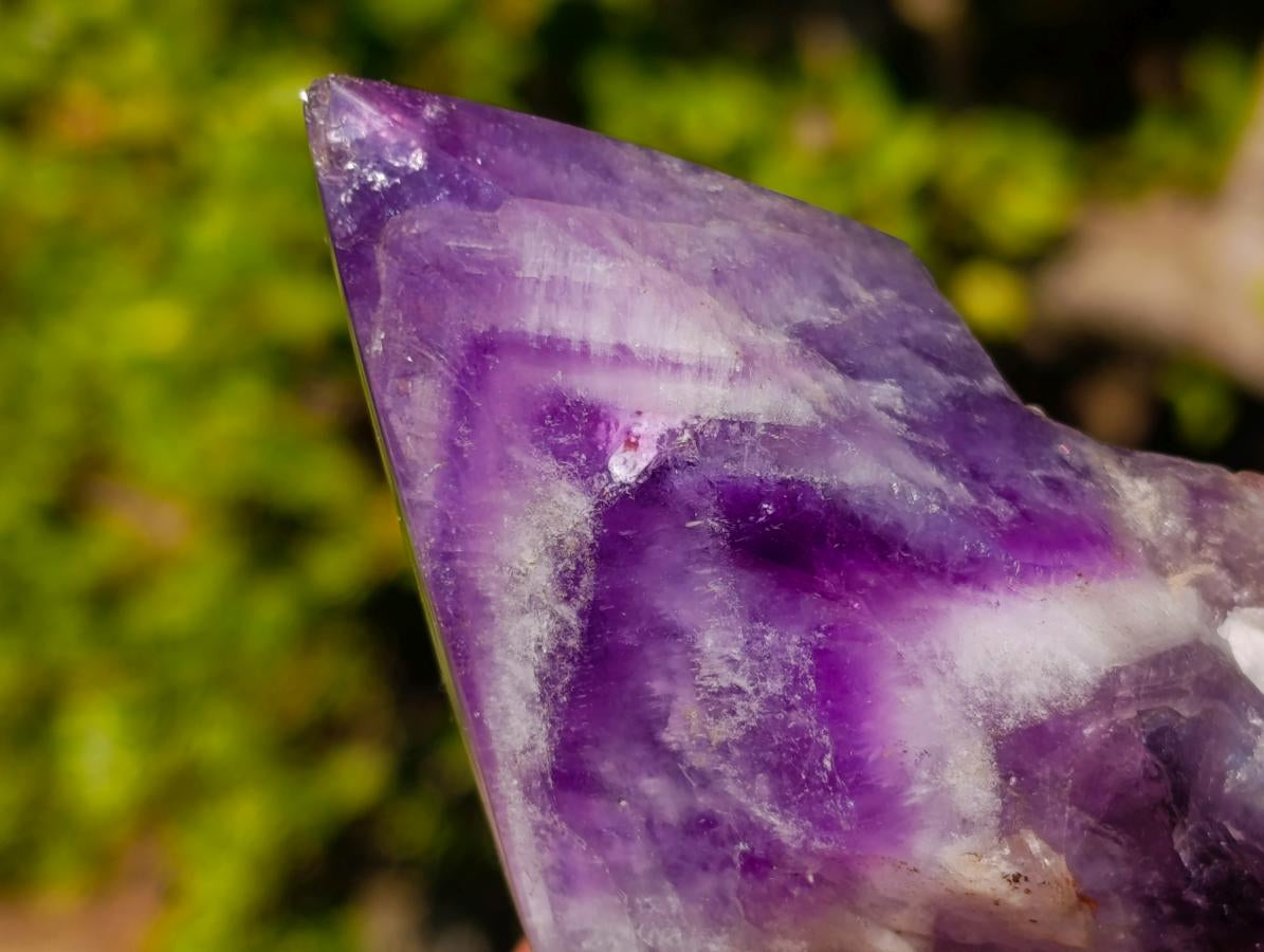 Polished Chevron Amethyst Witches Hat Crystals x 4 From Zambia - Toprock Gemstones and Minerals 