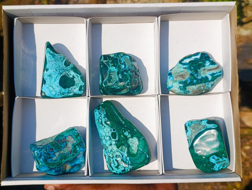 Polished Malacolla Free Forms x 6 From Kulukuluku, Congo - Toprock Gemstones and Minerals 