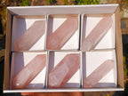 Polished Double Terminated Gemmy Rose Quartz Crystals x 6 From Madagascar - Toprock Gemstones and Minerals 
