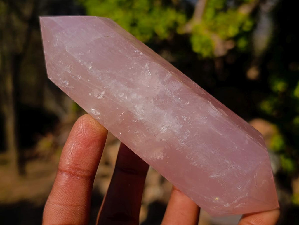 Polished Double Terminated Gemmy Rose Quartz Crystals x 6 From Madagascar - Toprock Gemstones and Minerals 