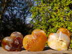 Polished Lemur Island Agate Crystalline Hearts x 3 From Nosy Varika, Madagascar - Toprock Gemstones and Minerals 