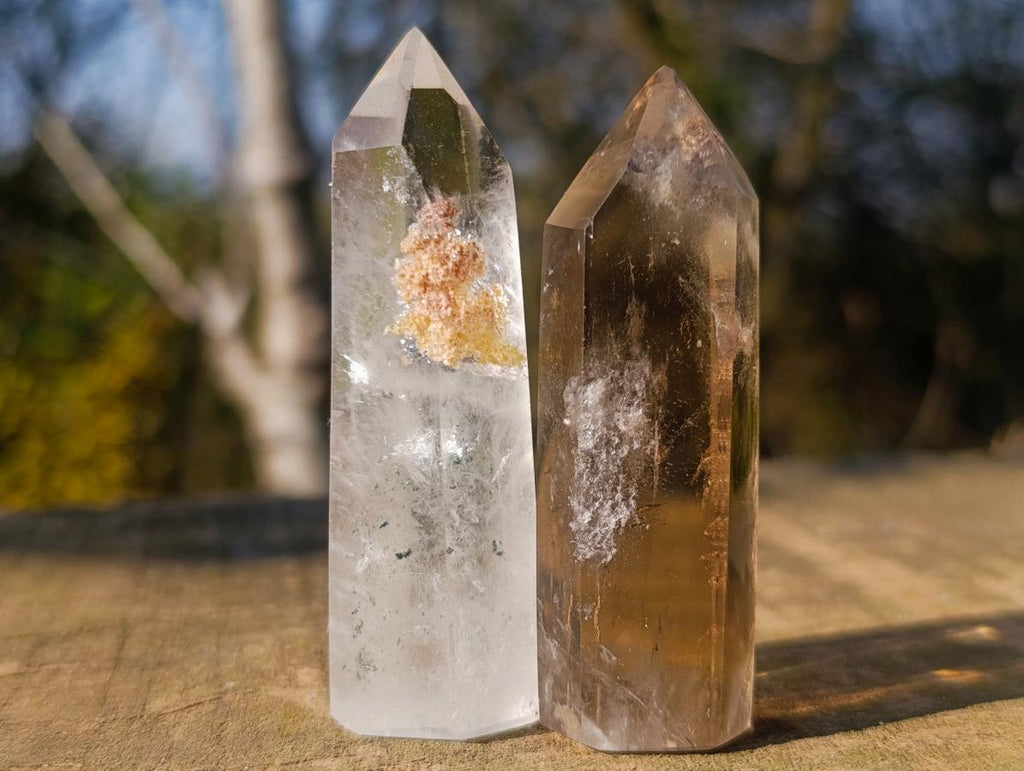 Polished Quartz Crystals with Inclusions x 12 From Madagascar - Toprock Gemstones and Minerals 